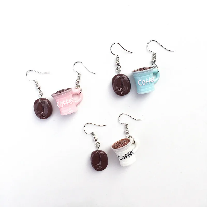 Hand made funny coffee bean earrings simulate exaggerated personality ear clips