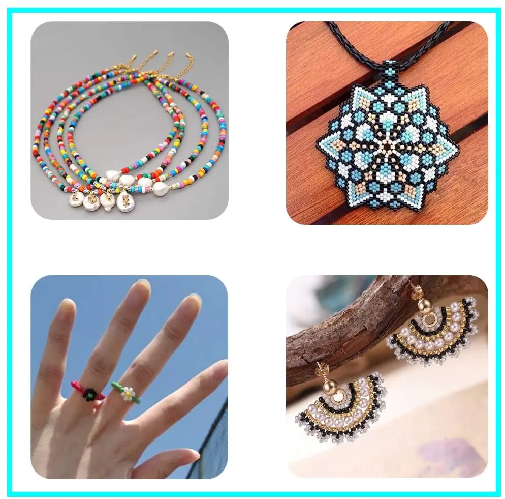 Miyuki DIY  Jewelry Making Kit 2 3 4mm small Glass Seed Letter Alphabet Beads Art Craft with 2 Rolls of Elastic String Cord