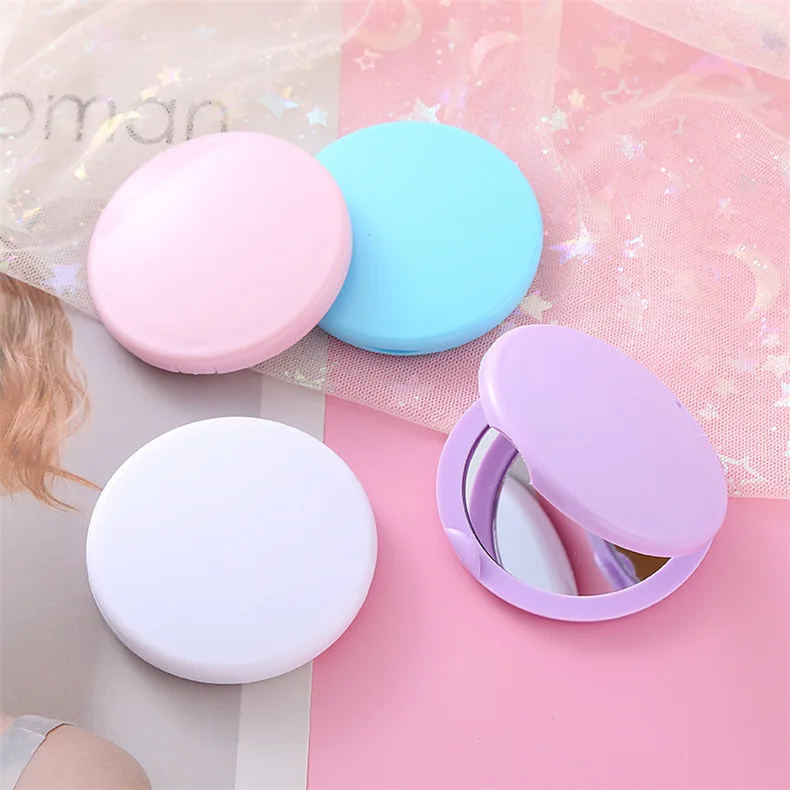 YUE  New Portable Mini Makeup Mirror Folding Compact Cute Girly Heart Round Mirror Dressing Mirror Accessories