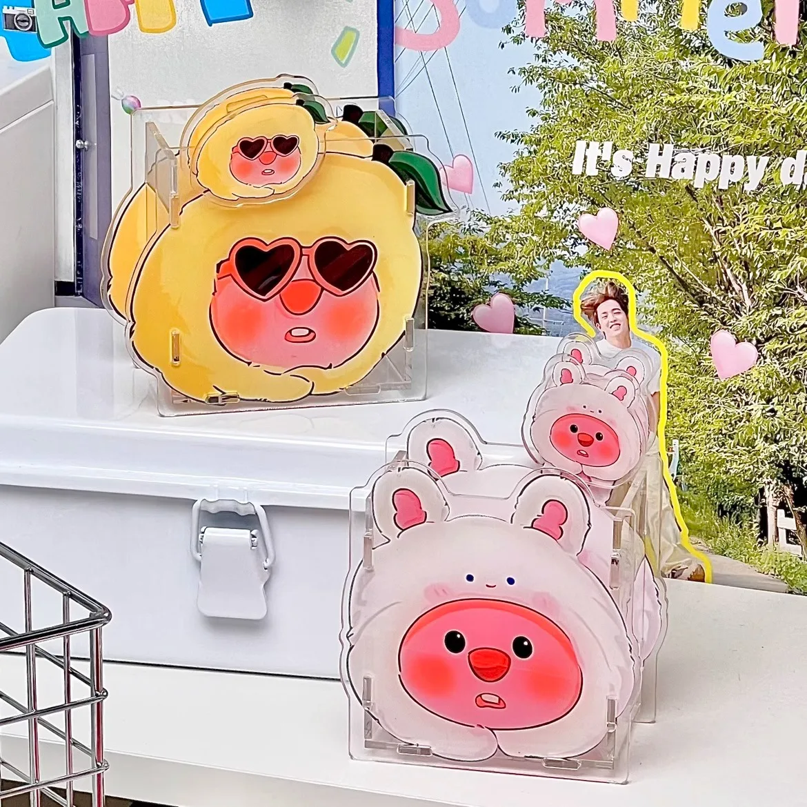 Clear Acrylic Desk Organizer with 4 Compartments Plastic Pen Pencil Holder for Office School Makeup Brush Storage for Home Use