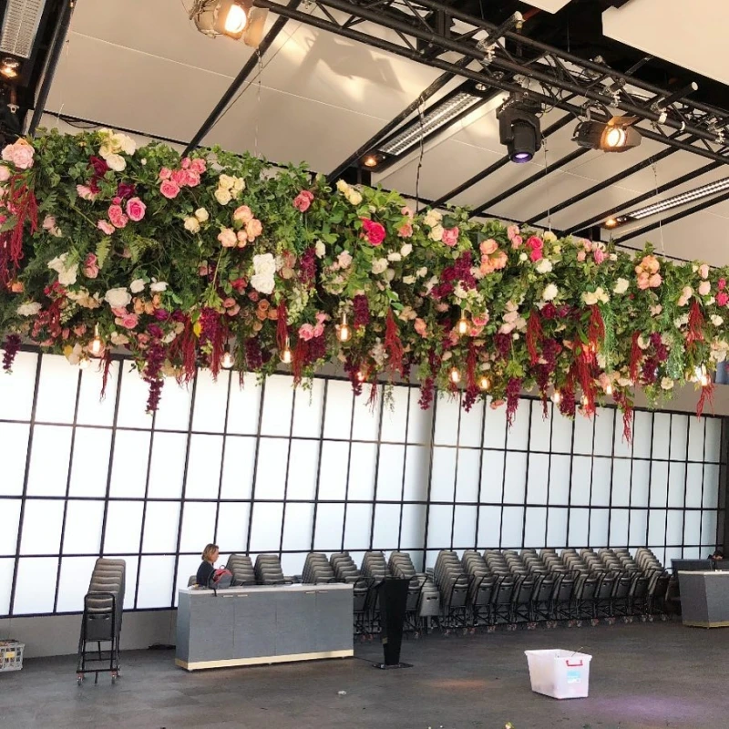 Wedding Decoration Artificial Flower Wall Flowers Hanging Ceiling green plant For Wedding Stage Decoration