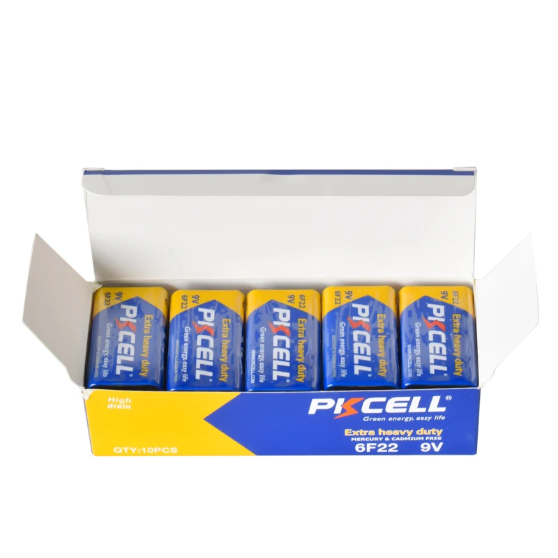 Shenzhen pkcell brand zinc carbon batteries 9v 6f22 for remote control