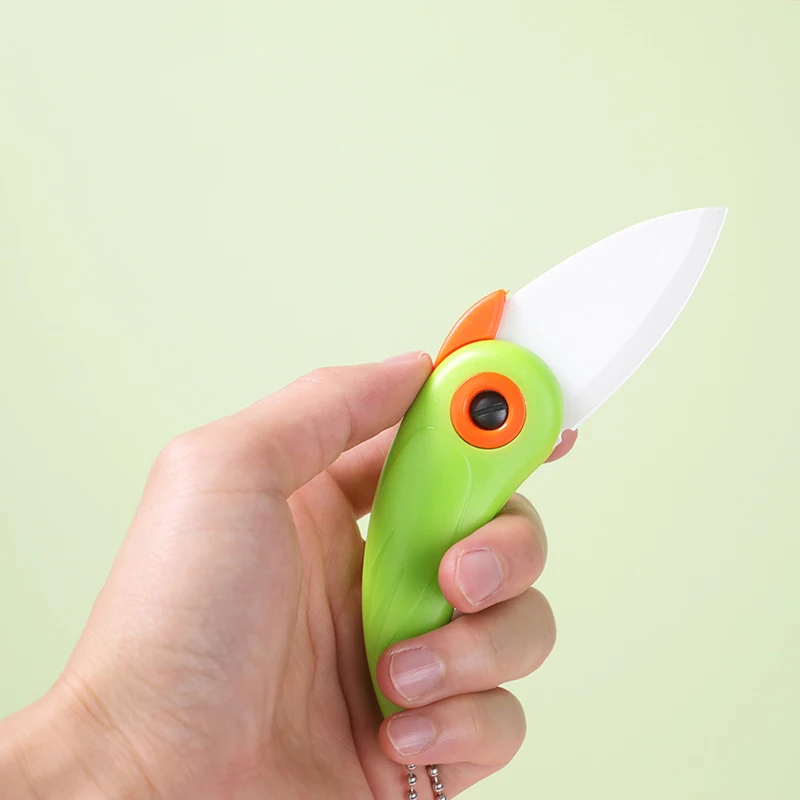 Portable Foldable Ceramic Knife Anti Cut Sharp Kitchen Tools Cutter Vegetable Potato Fruit Peeling Parrot Ceramic Knife