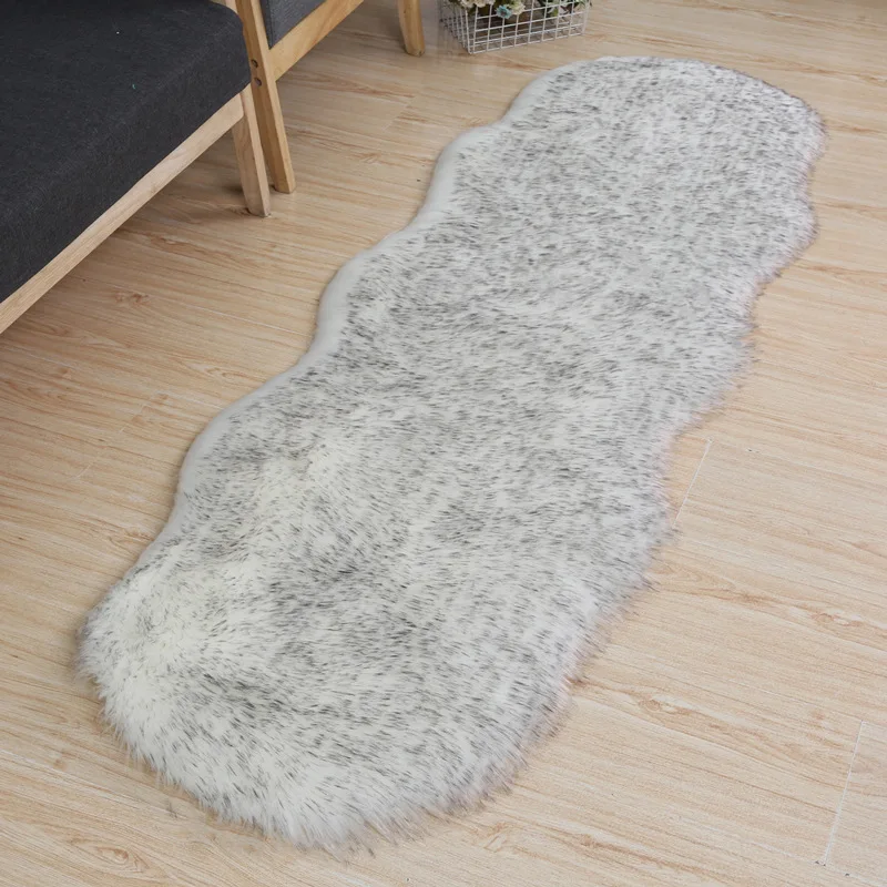 Cross border leather shape plush bedroom bedside carpet and irregular floor mat decorative bay window mat leather shape