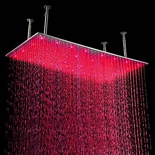 20x40 inch Rectangle Stainless Steel 3 colors changing LED rainfall shower head for Ceiling Mount type,chrome