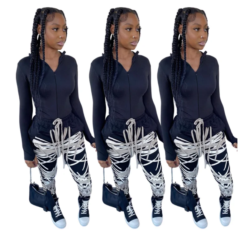 
plus size outfit oversize cropped lace pants sweat womens ladies clothing joggers suits 2 two piece set 