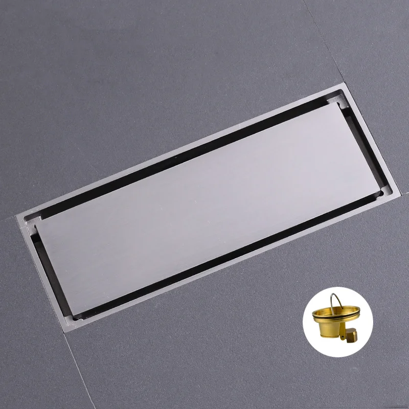 Modern Gray Bathroom Shower Roof Odour Less Floor Drain Anti Odor Cocroach Stainless Steel Long Shower Floor Drain Wetroom Line