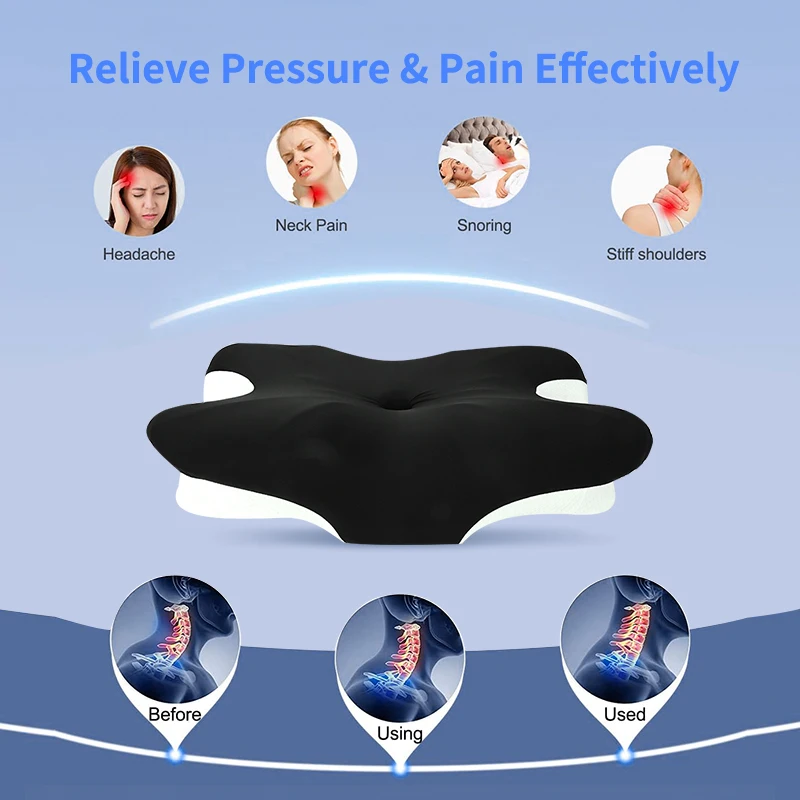 Cervical  Cooling Pillow for Neck Pain Relief Contour Bed Pillow for Side Back Stomach Sleepers with Washable cool Pillowcase