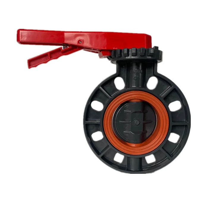 factory bottom price FPM liner low torque dn50 to dn200 pvc pph manual flange wafer grey butterfly valve