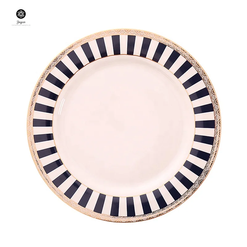 Gold Rim Round Wedding Wholesale White Porcelain Dinner Ceramic Charger Plates