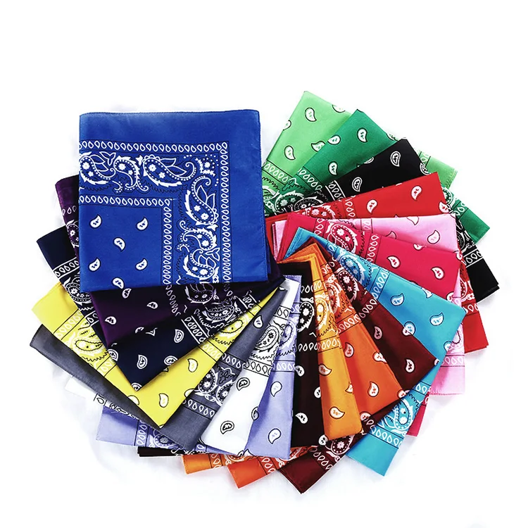 Promotion 60pcs 100% Cotton Classic Print Paisley Square Outdoor Multifunction Headwear Furoshiki Bandana