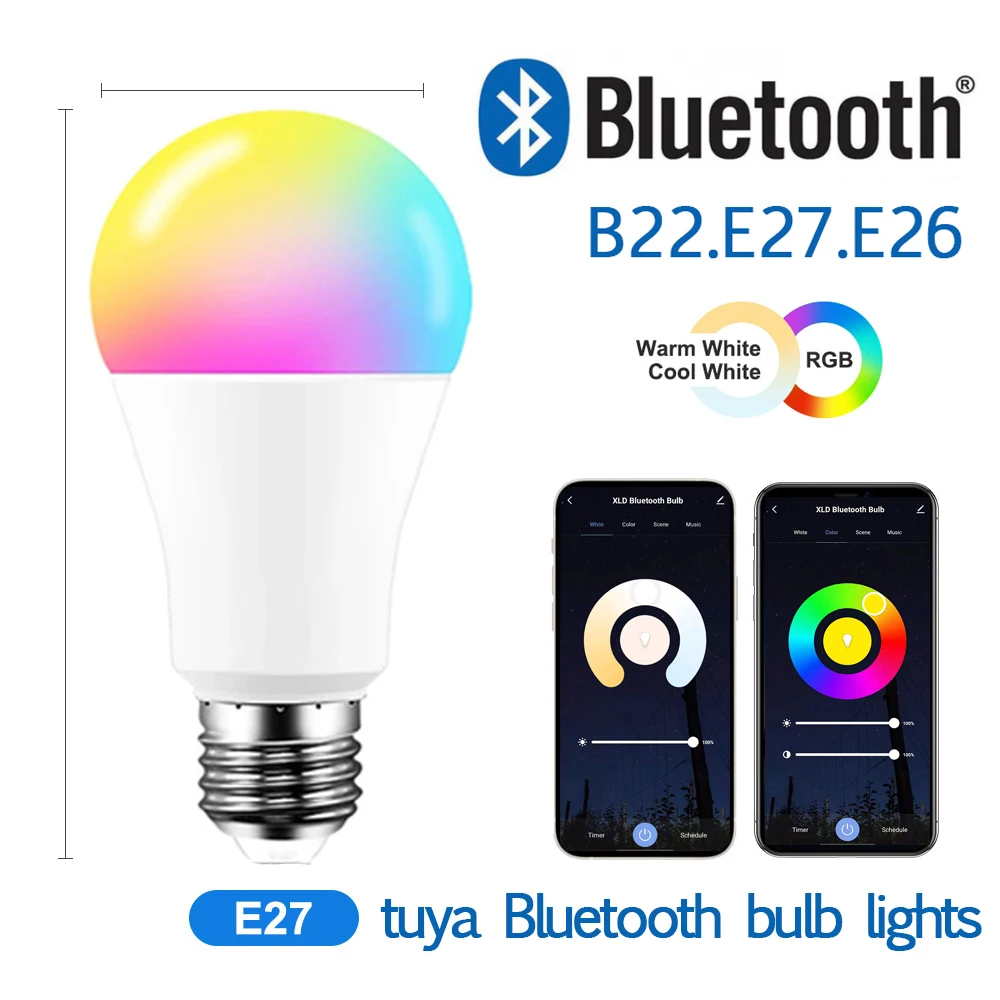 10 Вт 1000 лм цвет Tuya умная подъемная приложение Регулируемая RGB Беспроводная E27 E26 B22 Ra:80 PF: 0 5290 управление Светодиодная лампа