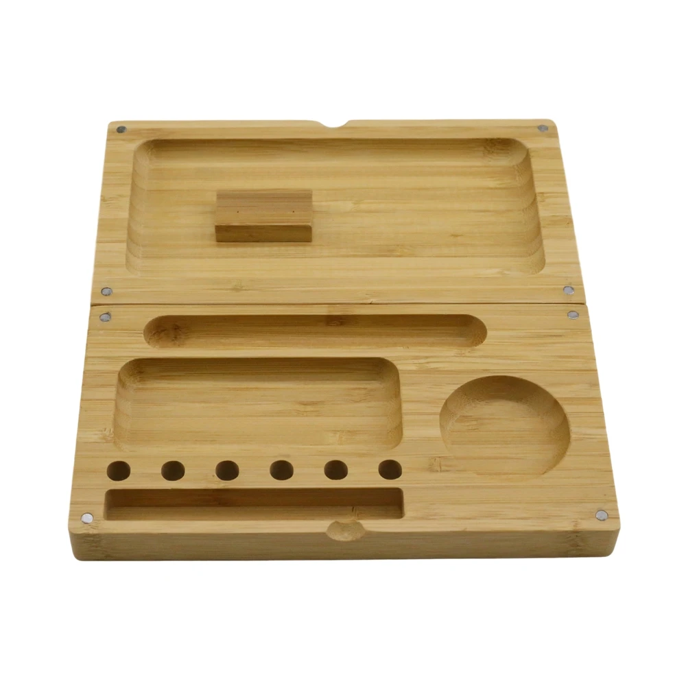 Бамбуковое мастерство большой откидной Магнитный бамбуковый складной поднос со встроенной пепельницей