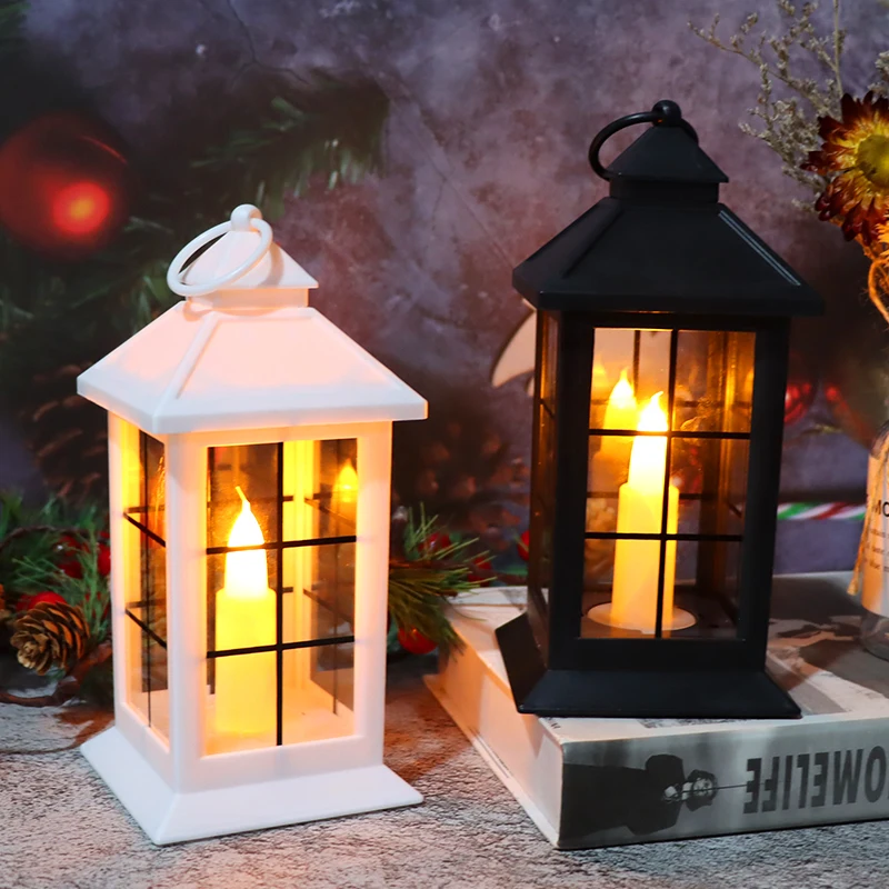 Decorative Hanging Candle Lantern Christmas Lantern with Flickering LED candle for Home Decor&Party
