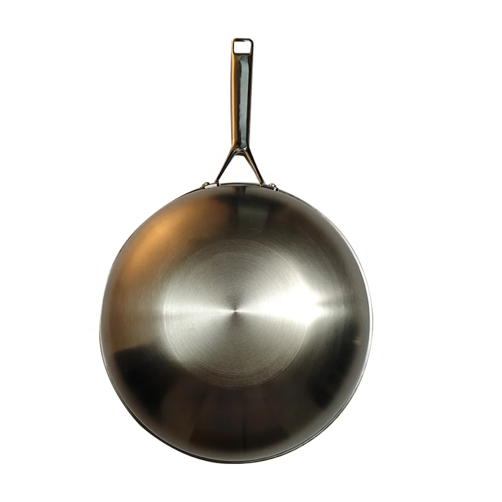 Top Quality Aluminium Alloy Layer Original Wok Induction Universal Gas Stainless Steel 430 Catering Wok
