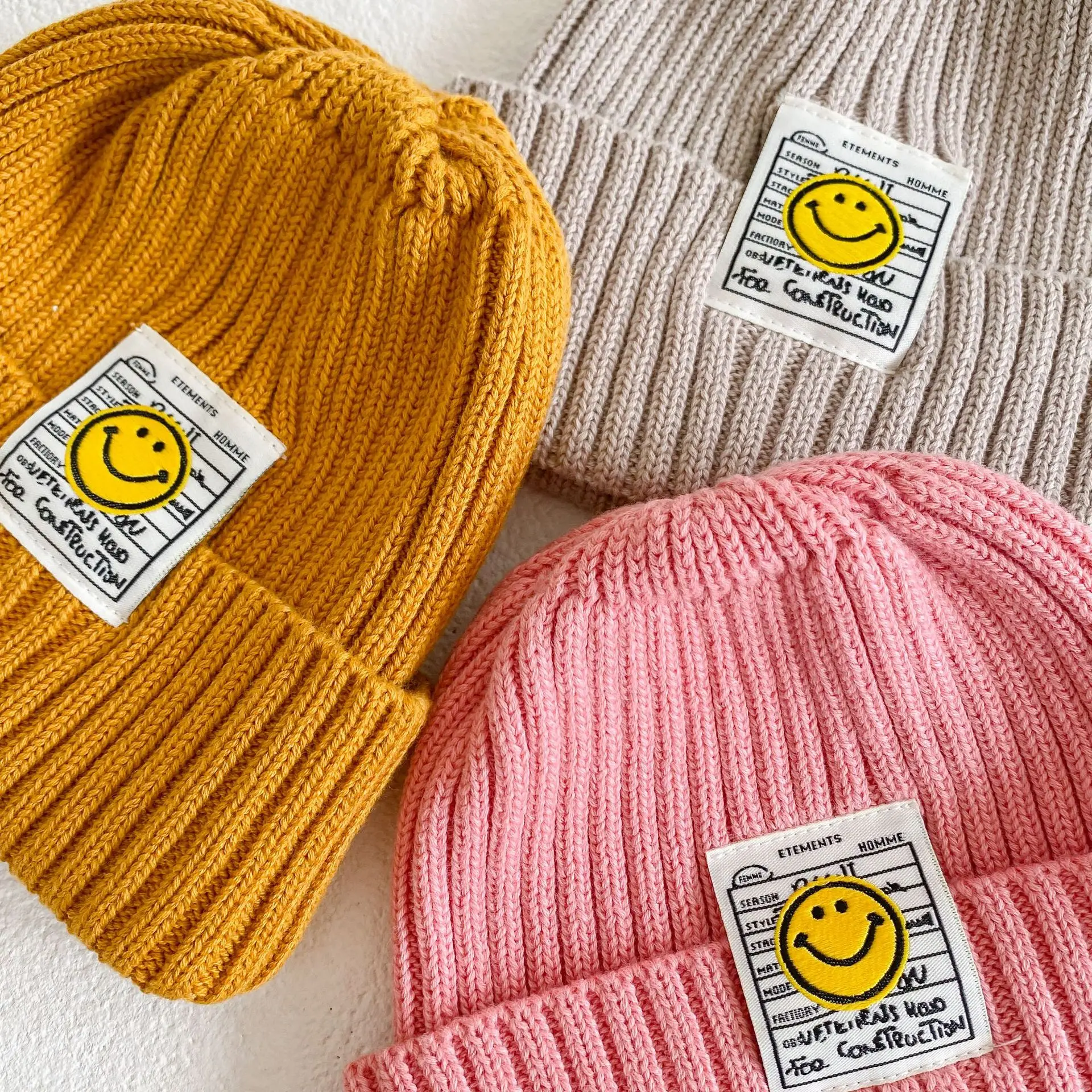 Autumn and winter baby warm knitted hat all cotton wool line hat custom