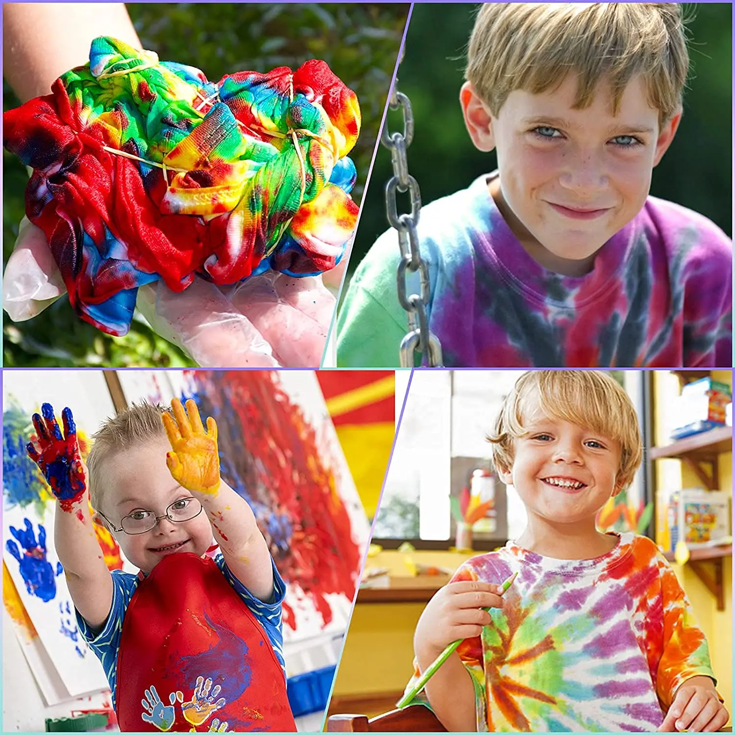 Kids OEM Organic Tie Dye Reactive Powder Non Toxic 18 Colors DIY Tie Dye Kit