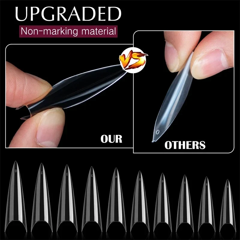 False Nail Tips 500Pcs/Box Soft Long Artificial Acrylic Nail Extension Half Cover Nail Mold Salon Manicure Tools
