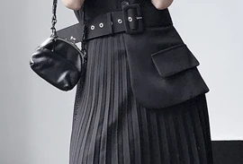 Black Spring Midi Pleated Skirt Witpantsf Belt Vest Highstreet Style Slparty Pantse Picec Dress for Women Casual Dresses Natural