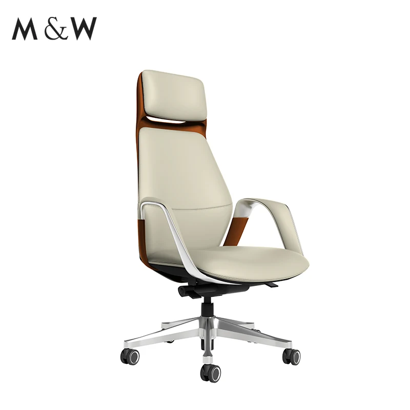 M & W роскошное регулируемое офисное кресло для клиентов металлическое без колеса удобное вращающееся кожаное
