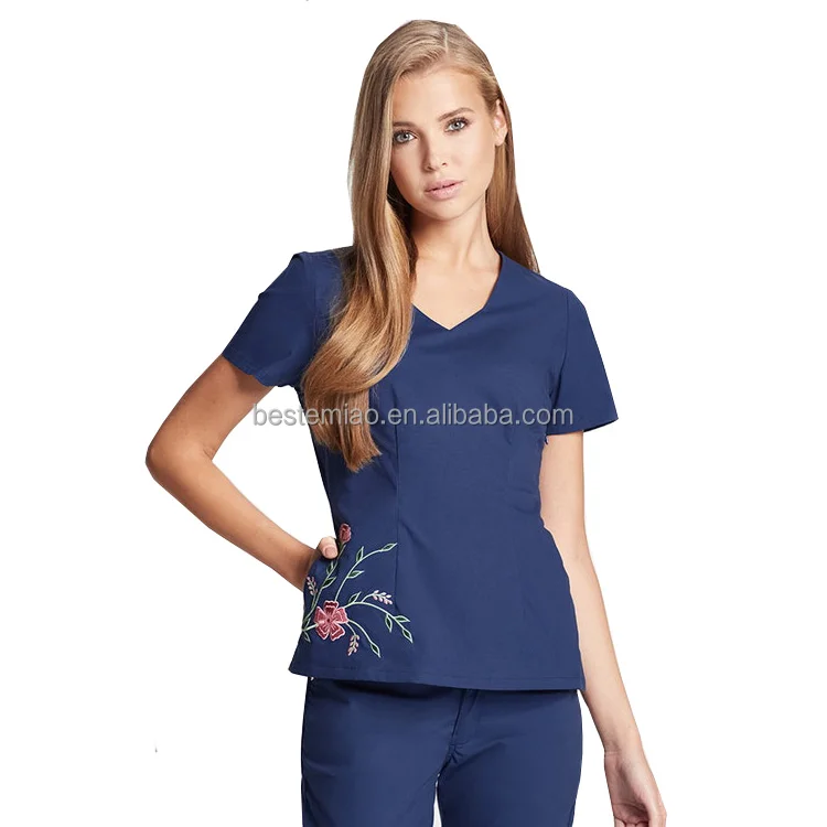 Unique Style V Neck Embroidered Medical Clothing Hospital Uniform for nurses Hospital Clothing Scrub Clothes Uniform