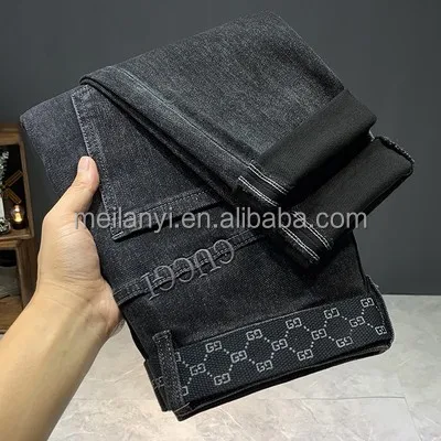 2024 Autumn and Winter Fashion Versatile Slim Fit Straight Leg Jeans Factory Wholesale Custom Embroidered logo Jeans