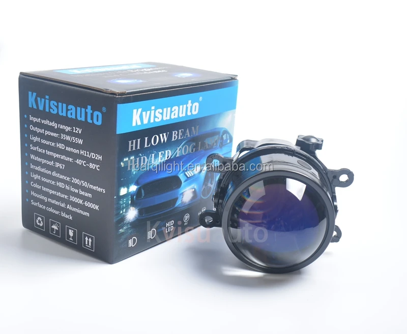  CQL kvisuauto 12V 35W 3 дюймов D2H H11 ксеноновый Ближний и Дальний свет Противотуманные лампы проектора-голубые линзы в золотистой оправе с дальний