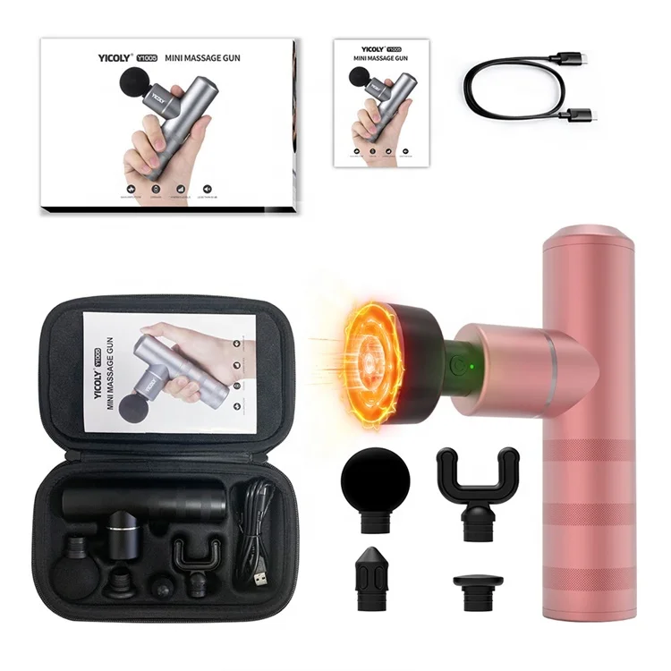 Factory Price mini massage gun heated deep tissue vibration body muscle mini massage gun with Heating head