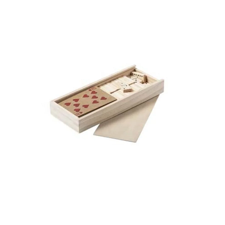 GIBBON Hot Sale Classic Wooden  Dominoes Play Set With Box & Cards