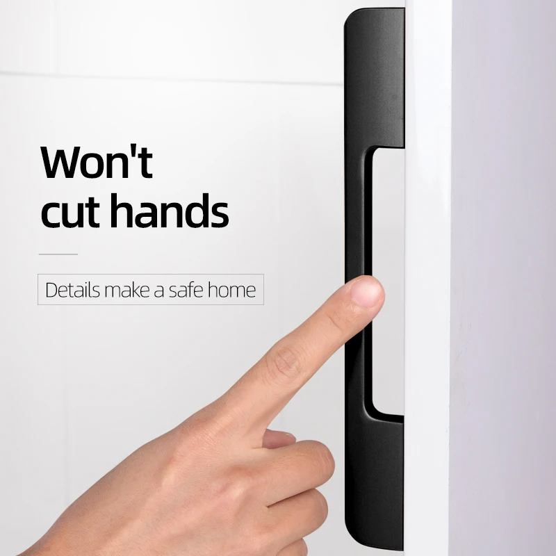 Aluminum Metal  modern style black wardrobe door handel cabinet handle furniture hardware drawer pull and knob