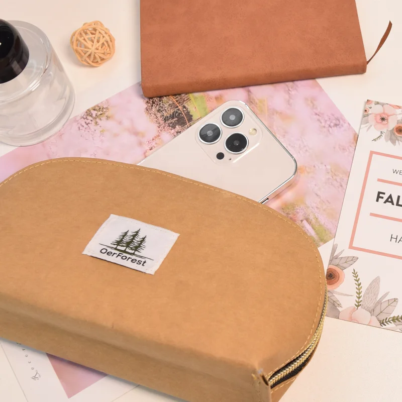 Kraft Paper Pen Case Portable Promotional Stationery Bag Pencil Cases Bags With Zipper