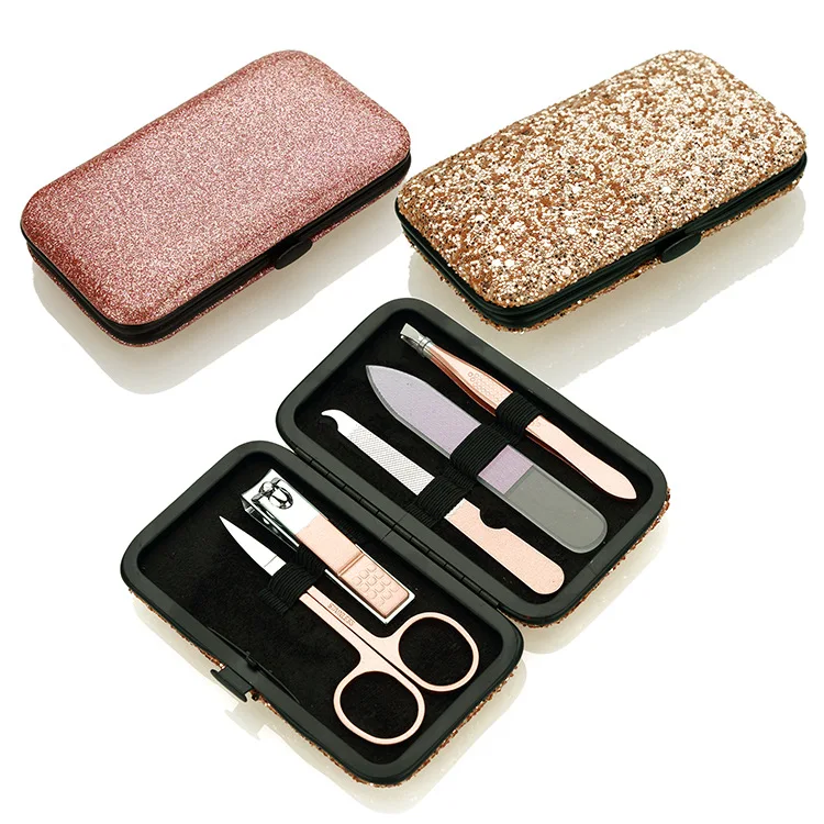 
Fast Shipment 5 Pieces Cute Nail Cutter Set Acrylic Glass Nail File Rose Gold French Manicure Pedicure Set 