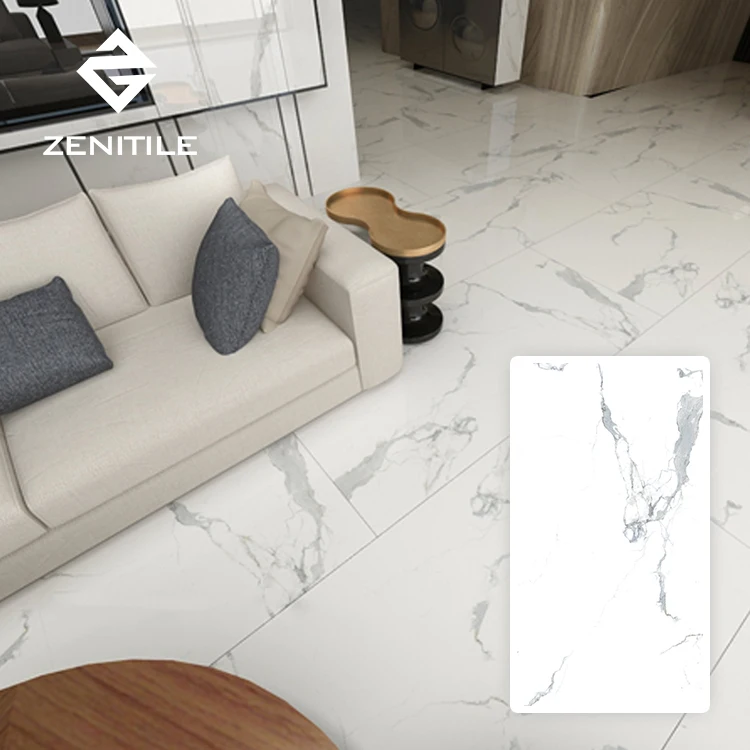 China Zibo factory price outlet vitrified tiles 600x1200 white marble polished porcelain floor tile ceramic