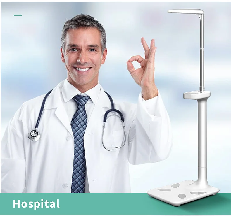 Smart body scale connection APP free SDK ultrasonic stadiometer height measuring stadiometer digital height and weight scale