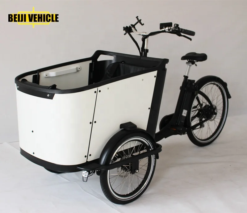 Denmark family electric cargo bike with wooden box for 4 Kids