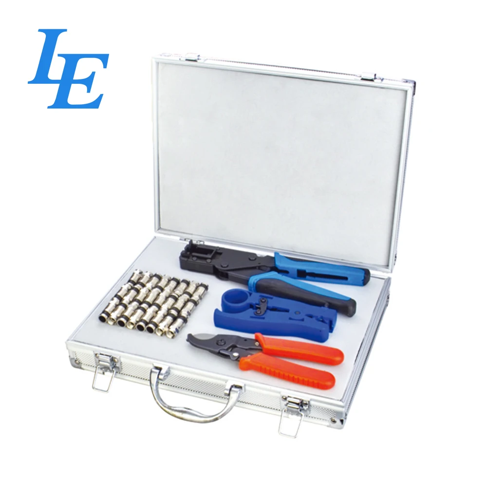 network tool kit set with cable stripper and cutter and crimping tool