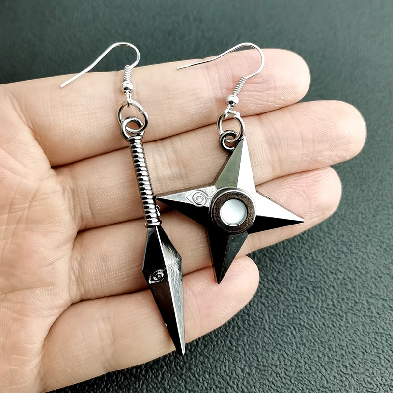 Anime Props Jewelry Konoha Earrings for Women Akatsuki Red Cloud Ear Hoops Ninja Darts Dangle Earring Fans Creative Gifts