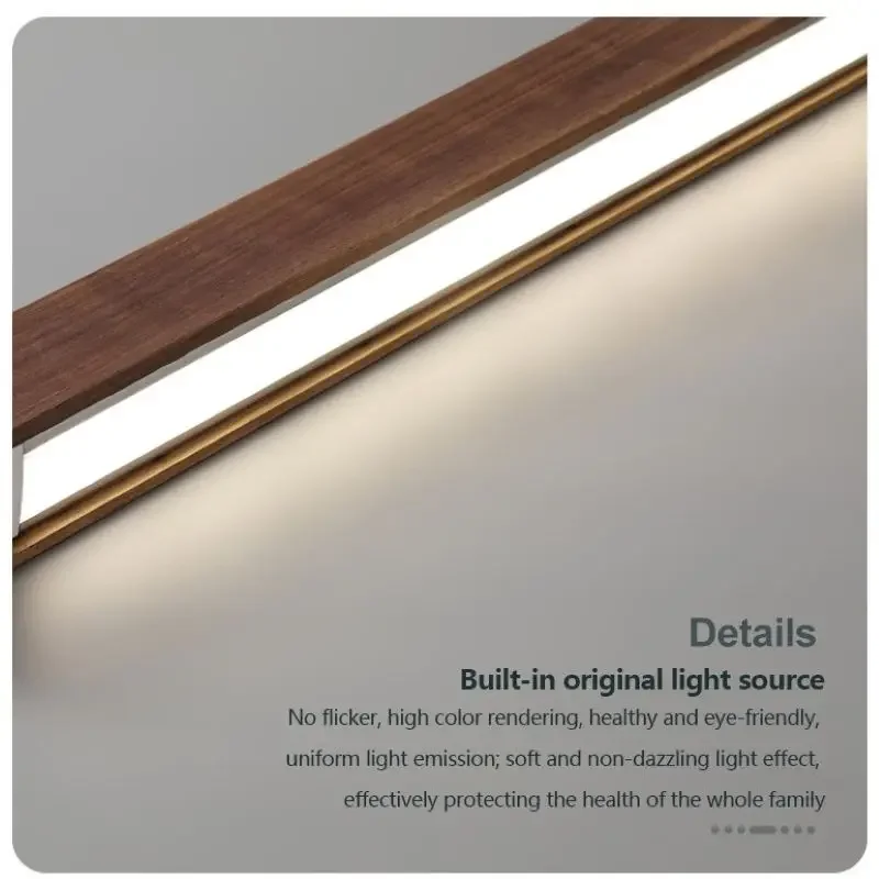 Walnut Color Long Simple Dining Table Chandeliers for Study Room Bar Home Decor LED Pendant Lamps Lighting Suspension Luminaire