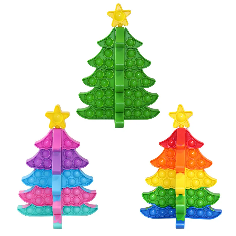 Amazon Popular Bubble Christmas Tree Sensory Toy Custom Christmas Snowflake Pops Puzzle Fidget Toy