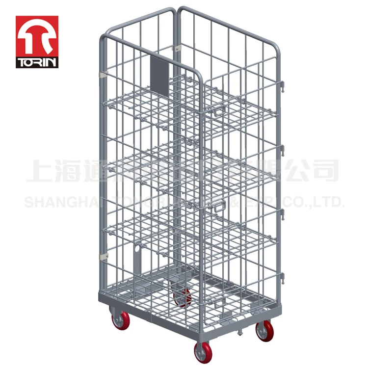 Torin SWK1042-WOT Steel multi-layer movable folding cargo storage steel roll container	roll cart