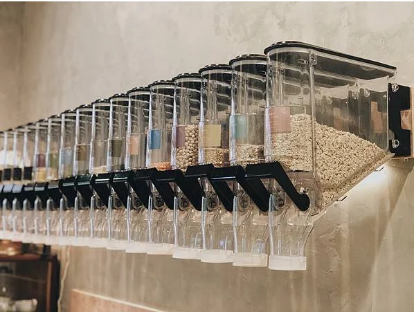 supermarket display plastic gravity bin dispensadores de granos grain dispenser for bulk foods