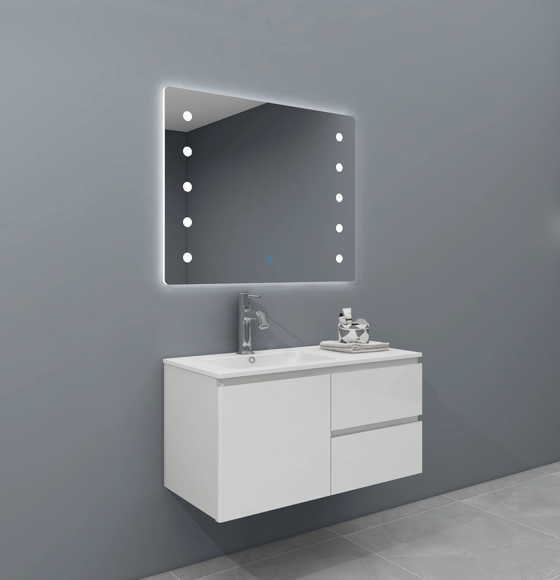 
100cm modern design pvc bathroom cabinet combination with smart mirror factory direct sale 