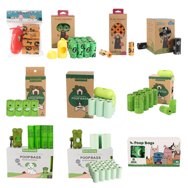 
Eco friendly Custom Printed Biodegradable degradable Pet Dog Waste colorful Poop Bags 