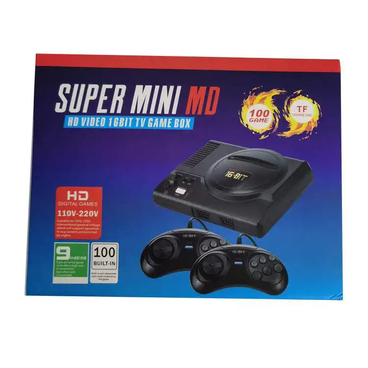 
HD16bit sega MD2 TF card built-in game 100 in 1, plug-in card dual handle video game console factory direct sales Double handle 