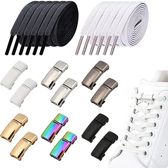 Magnetic Knotless Fast Tying Shoelaces Buckle Shoelaces Magnetic Metal Lock