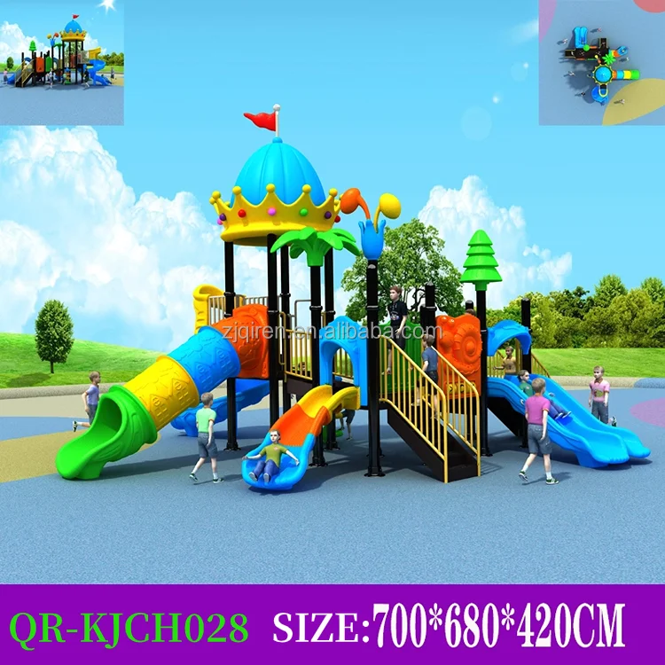 New beautiful style modular amusement park plastic outdoor equipment slide kinder garden playground
