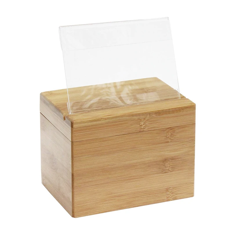 Hot sale unfinished bamboo boxes for gift pack wood recipe box
