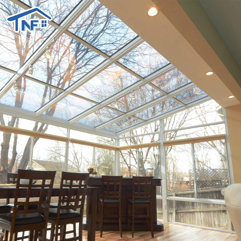 aluminum frame retractable tempered insulated glass greenhouse sunroom houses