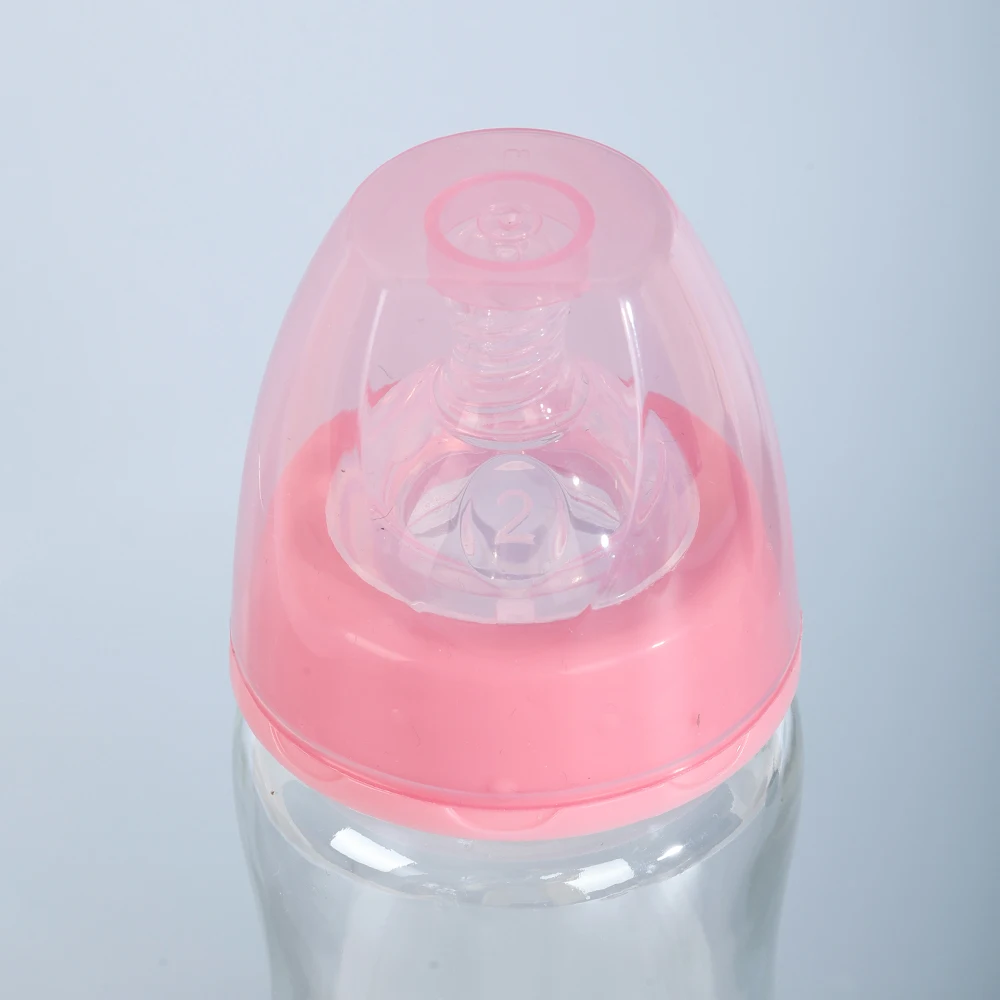 Wholesale BPA Free Travel Compact High Quality Nipples Bottle 250ml Wide Neck Newborn Baby Glass Feeding Bottle