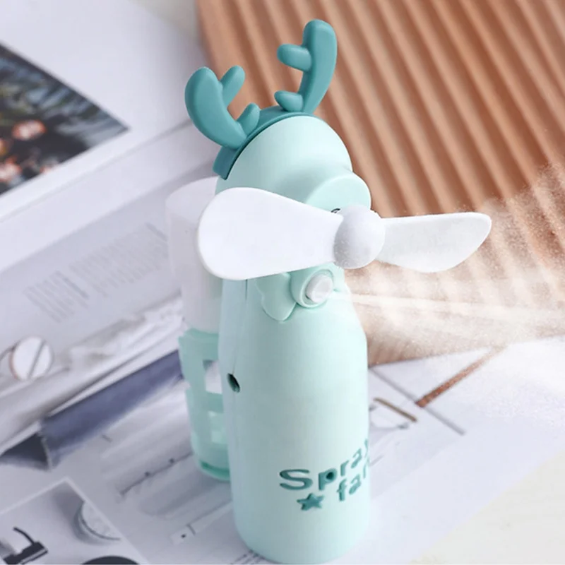 Free Sample Cartoon Animal Shape Handheld Water Spray Humidifying Spray Mini Fan